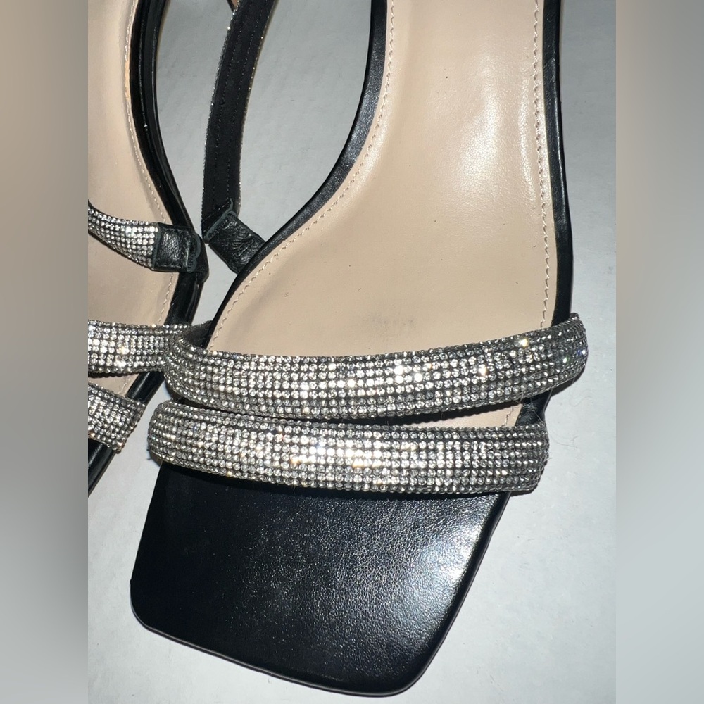 Vince Camuto Arklin Black and Silver Strappy Heels - Picture 8 of 16